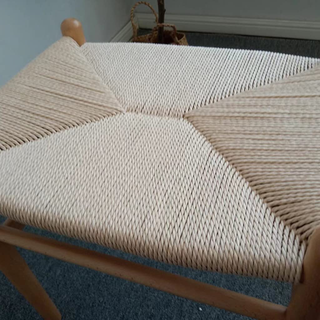 Amazon｜木製の籐の編み込みロープスツール、無垢材の編み込み